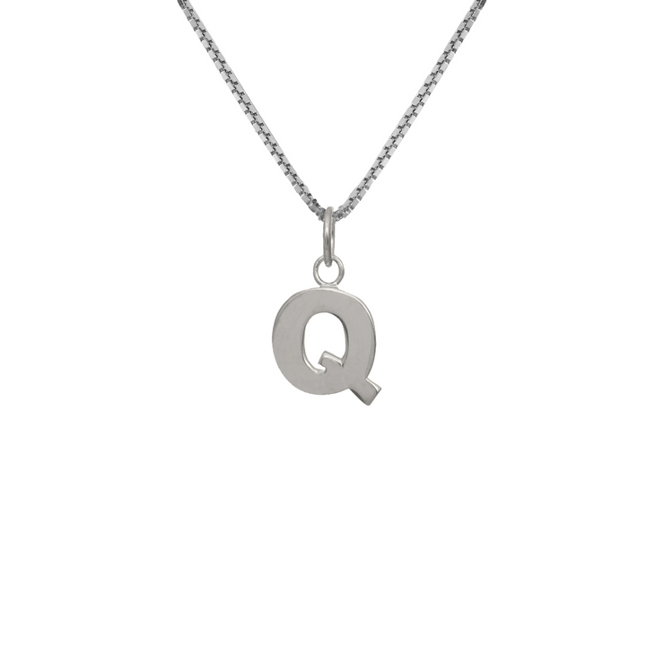 Edge Only Q Letter Pendant in sterling silver