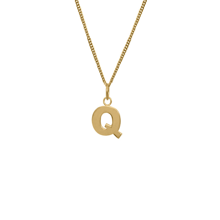 Edge Only Q Letter Pendant in 18ct gold vermeil