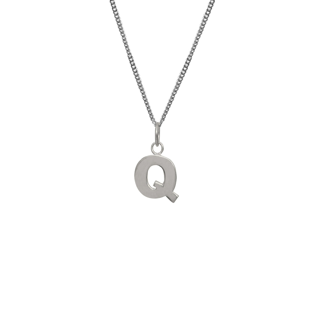 Edge Only Q Letter Pendant in sterling silver