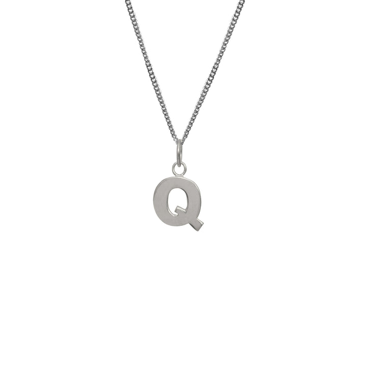 Edge Only Q Letter Pendant in sterling silver