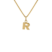 Edge Only Men's R Letter Pendant in 18ct gold vermeil box chain