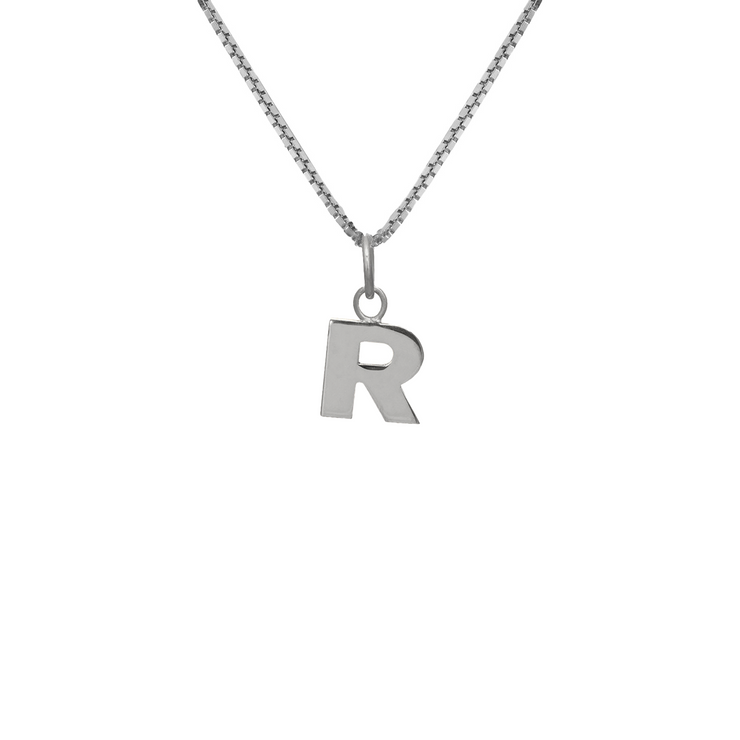 Edge Only R Letter Pendant in sterling silver