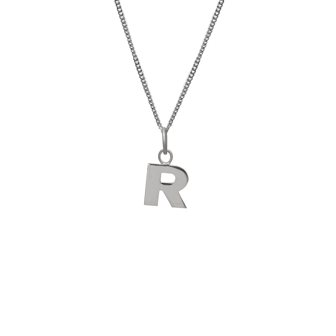 Edge Only R Letter Pendant in sterling silver