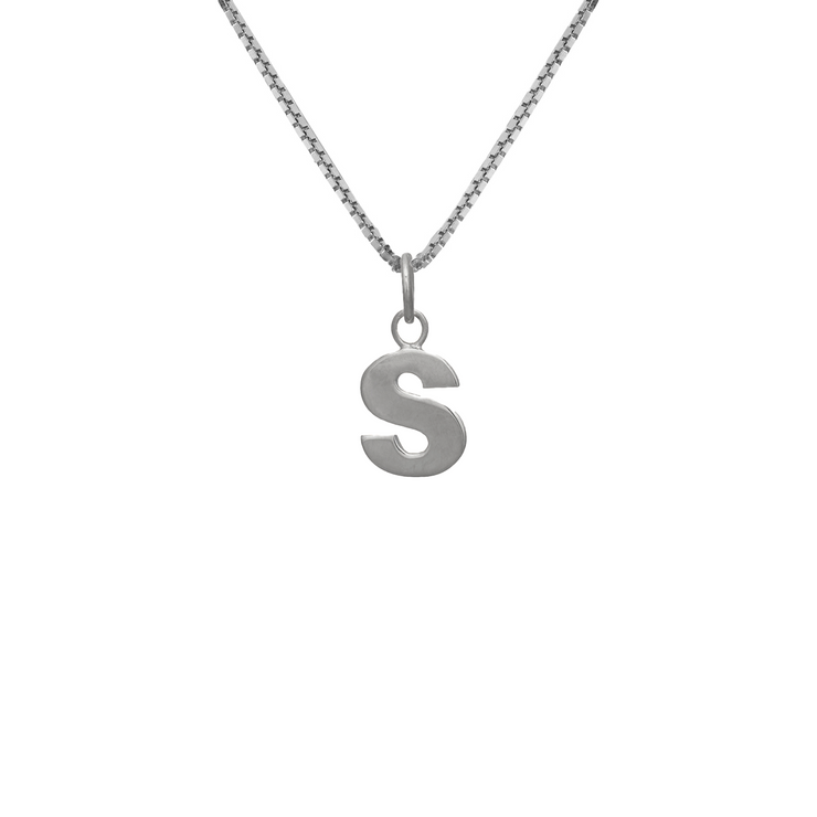 Edge Only S Letter Pendant in sterling silver