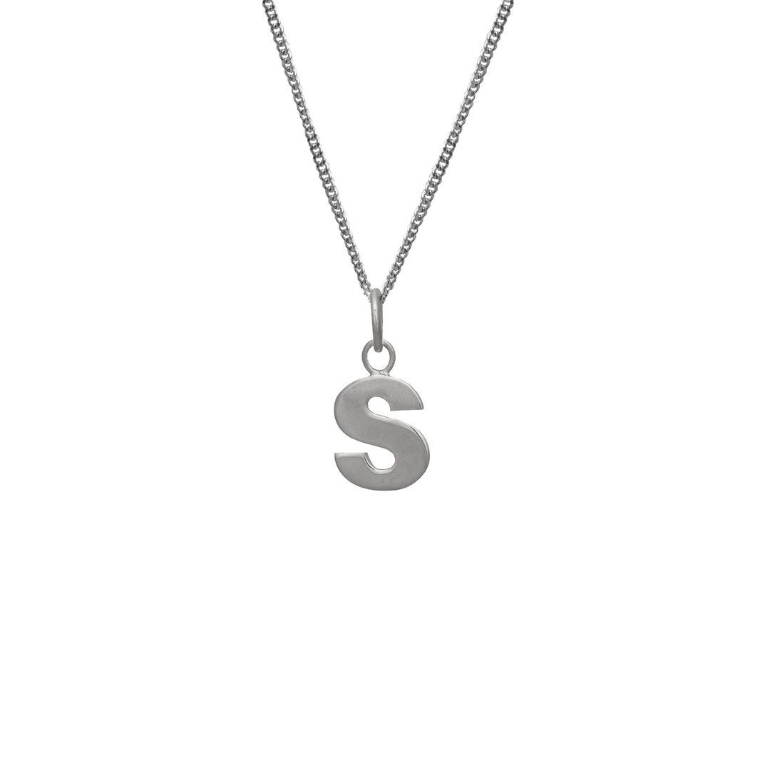 Edge Only S Letter Pendant in sterling silver