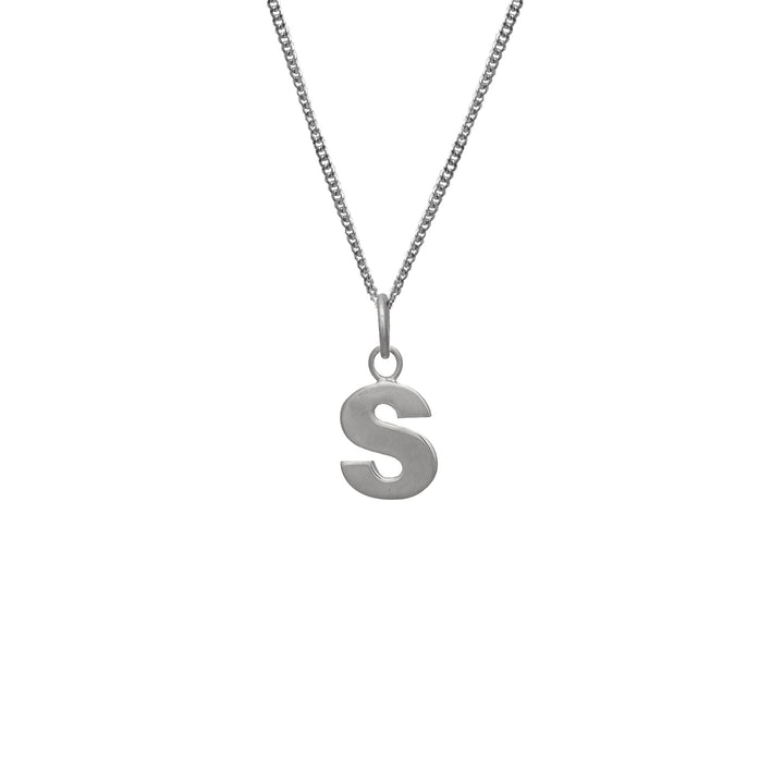 Edge Only S Letter Pendant in sterling silver