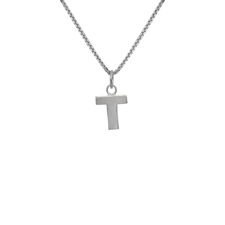 Edge Only T Letter Pendant in sterling silver