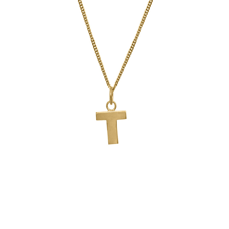 Edge Only T Letter Pendant in 18ct gold vermeil