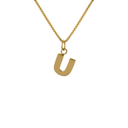 Edge Only Men's U Letter Pendant in 18ct gold vermeil box chain