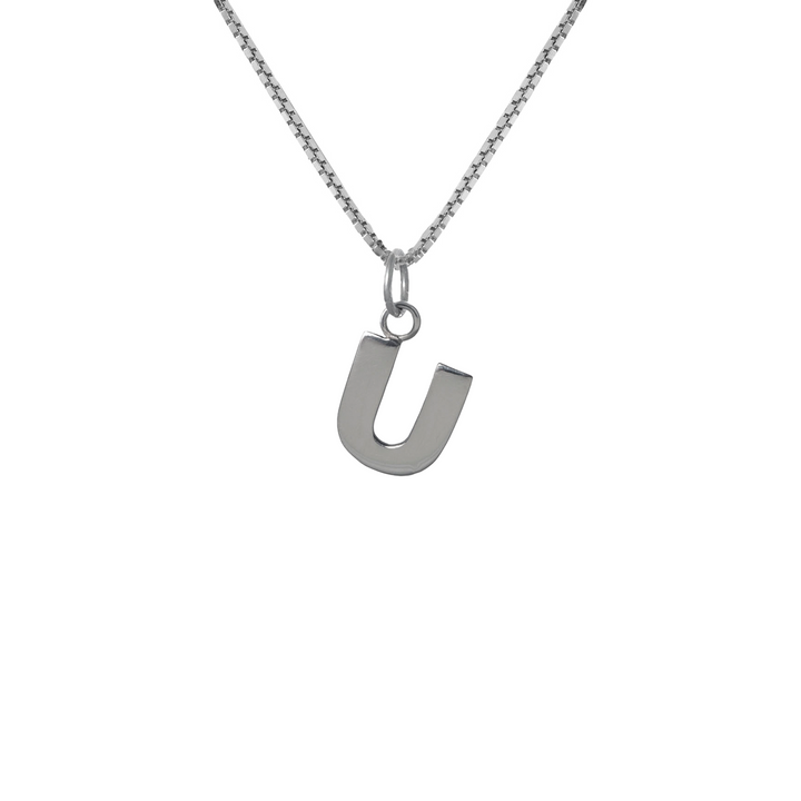 Edge Only U Letter Pendant in sterling silver