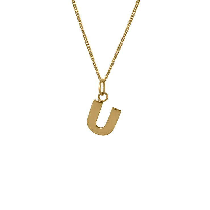 Edge Only U Letter Pendant in 18ct gold vermeil