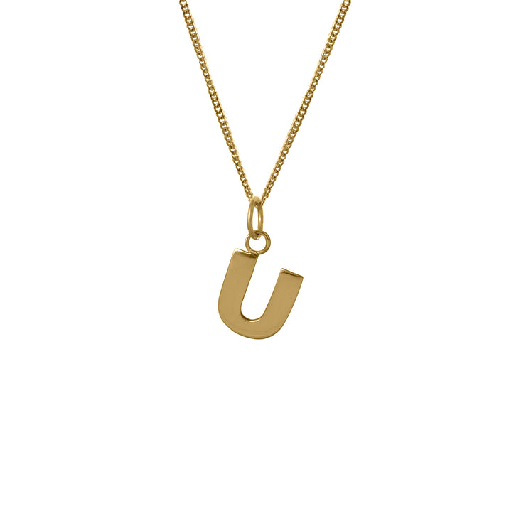 Edge Only U Letter Pendant in 18ct gold vermeil