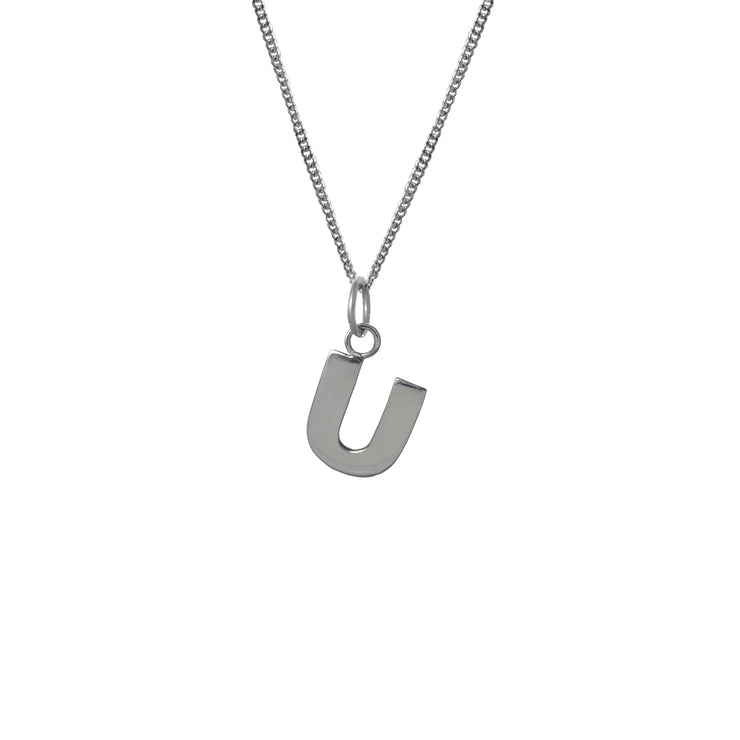 Edge Only U Letter Pendant in sterling silver