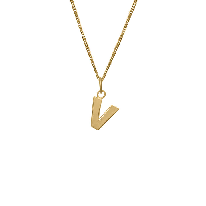 Edge Only V Letter Pendant in 18ct gold vermeil