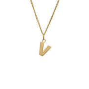 Edge Only V Letter Pendant in 18ct gold vermeil
