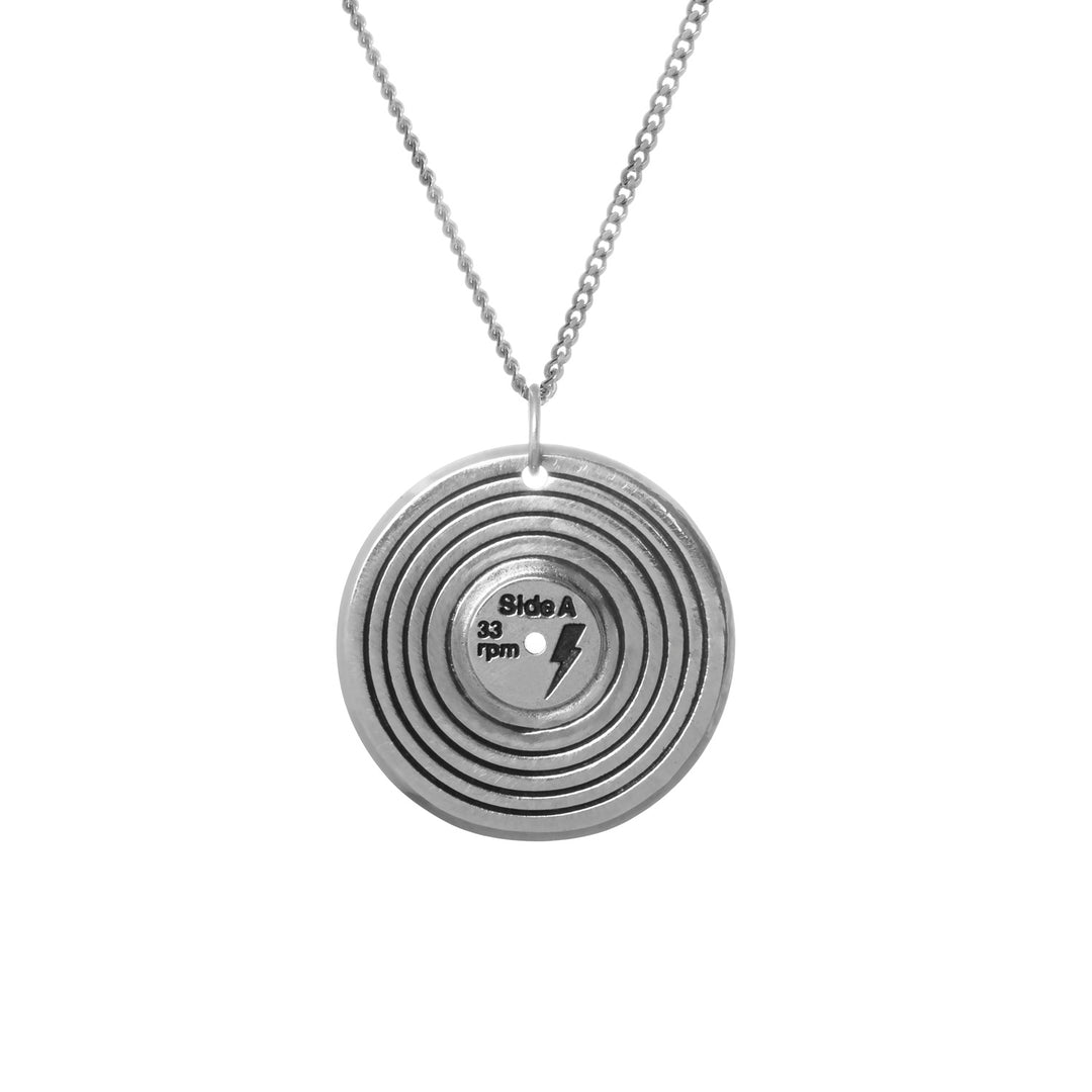 Edge Only Vinyl Pendant Oxidised Black Sterling silver A side