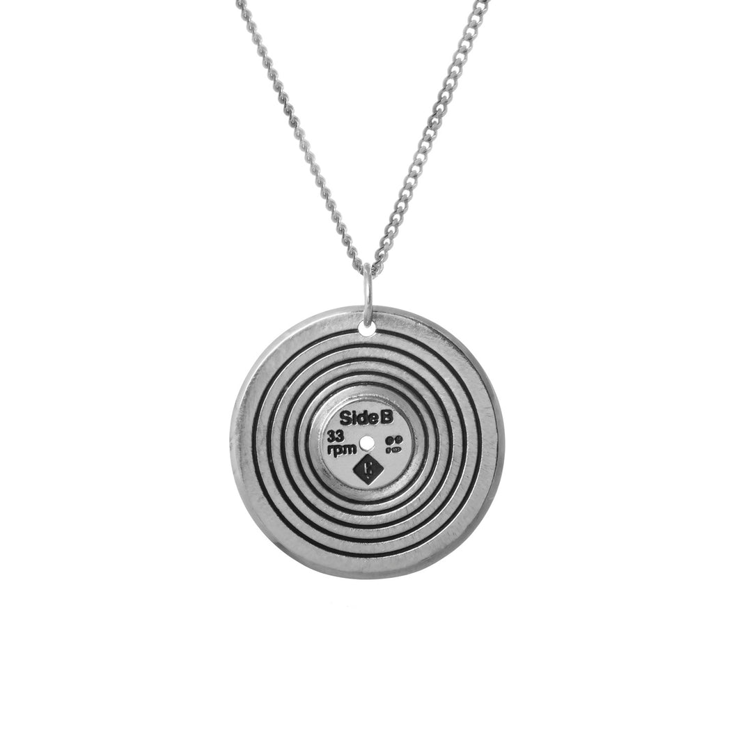 Edge Only Vinyl Pendant Oxidised Black Sterling silver B side