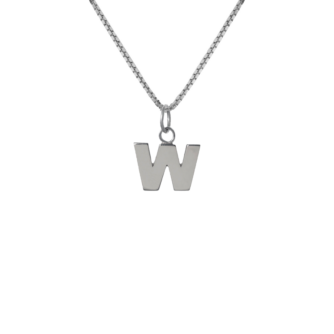 Edge Only W Letter Pendant in sterling silver