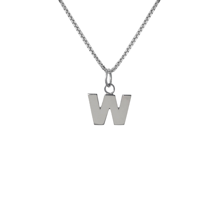 Edge Only W Letter Pendant in sterling silver