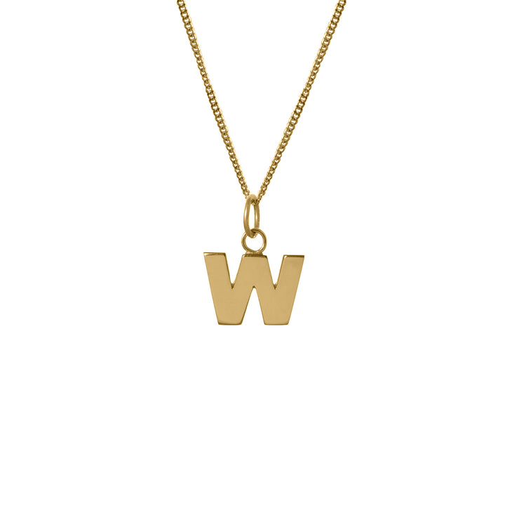 Edge Only W Letter Pendant in 18ct gold vermeil