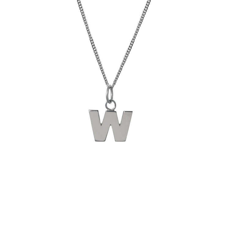 Edge Only W Letter Pendant in sterling silver