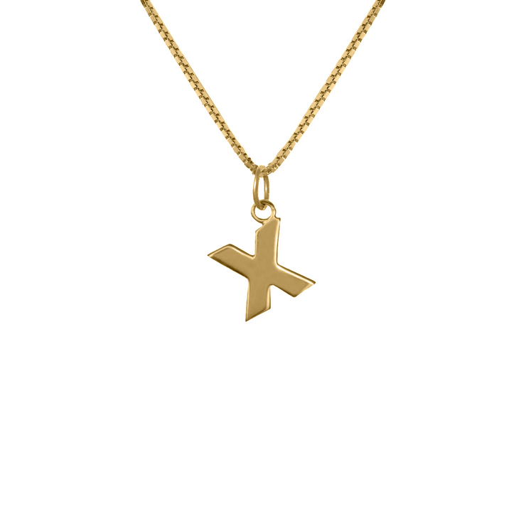 Edge Only Men's X Letter Pendant in 18ct gold vermeil box chain