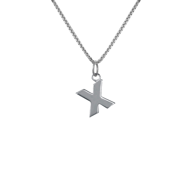 Edge Only X Letter Pendant in sterling silver