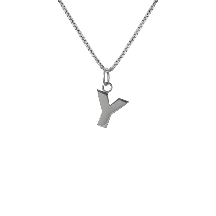 Edge Only Y Letter Pendant in sterling silver