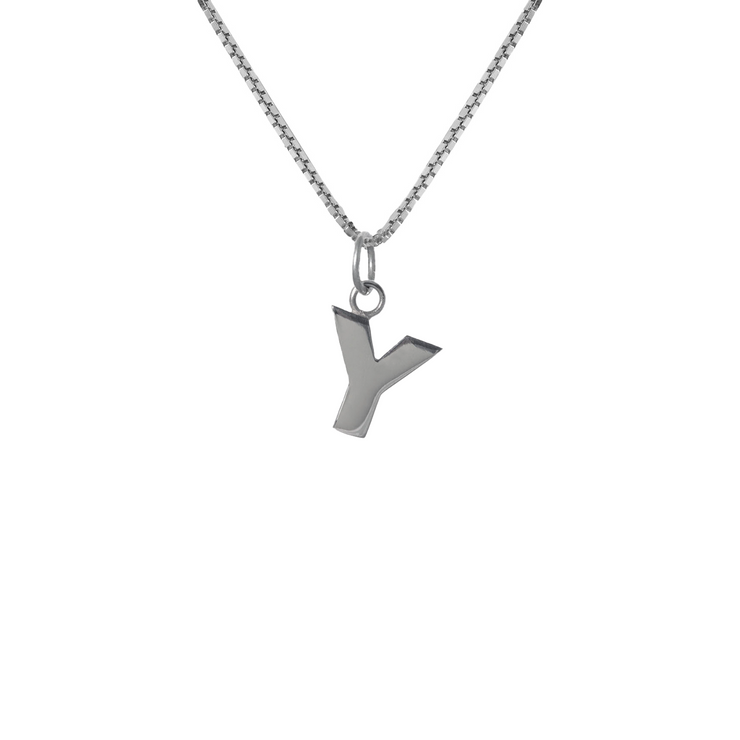 Edge Only Y Letter Pendant in sterling silver