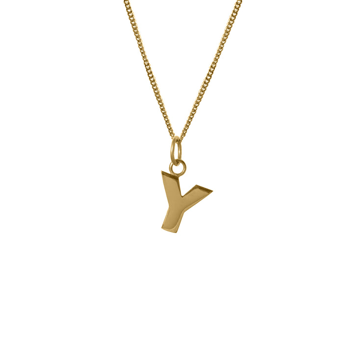 Edge Only Y Letter Pendant in 18ct gold vermeil