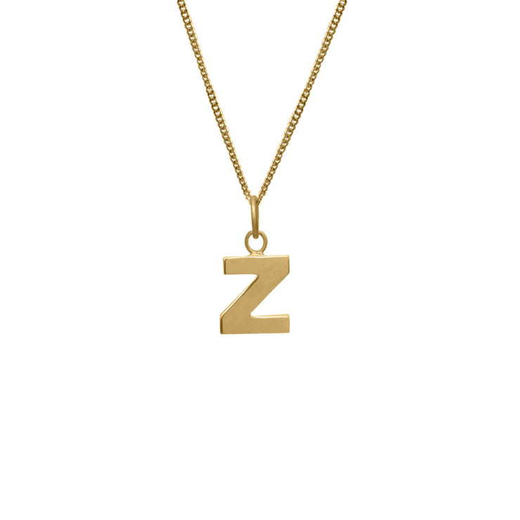 Edge Only Z Letter Pendant in 18ct gold vermeil