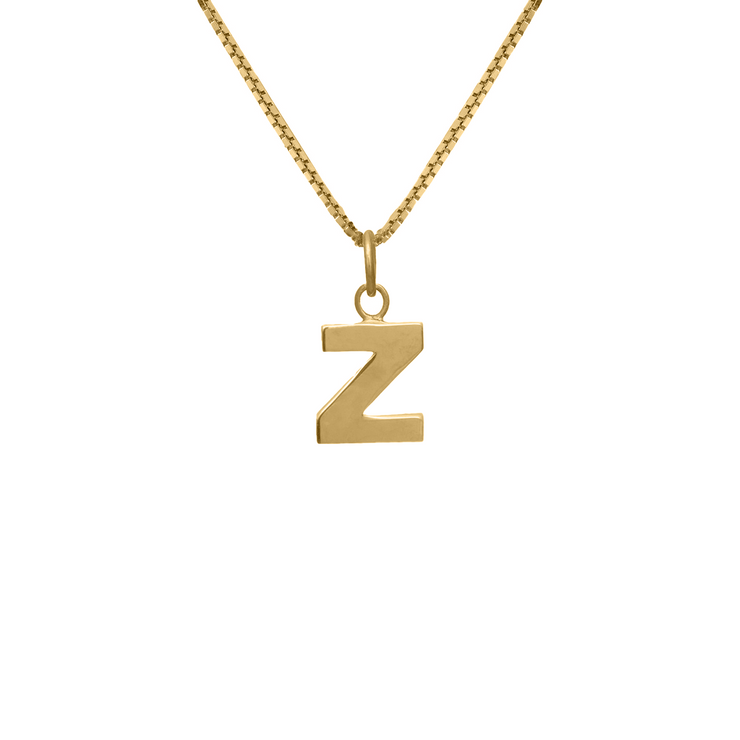 Edge Only Men's Z Letter Pendant in 18ct gold vermeil box chain