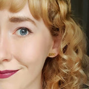 Edge Only POW! and BAM! Letter Earrings in 18ct gold vermeil