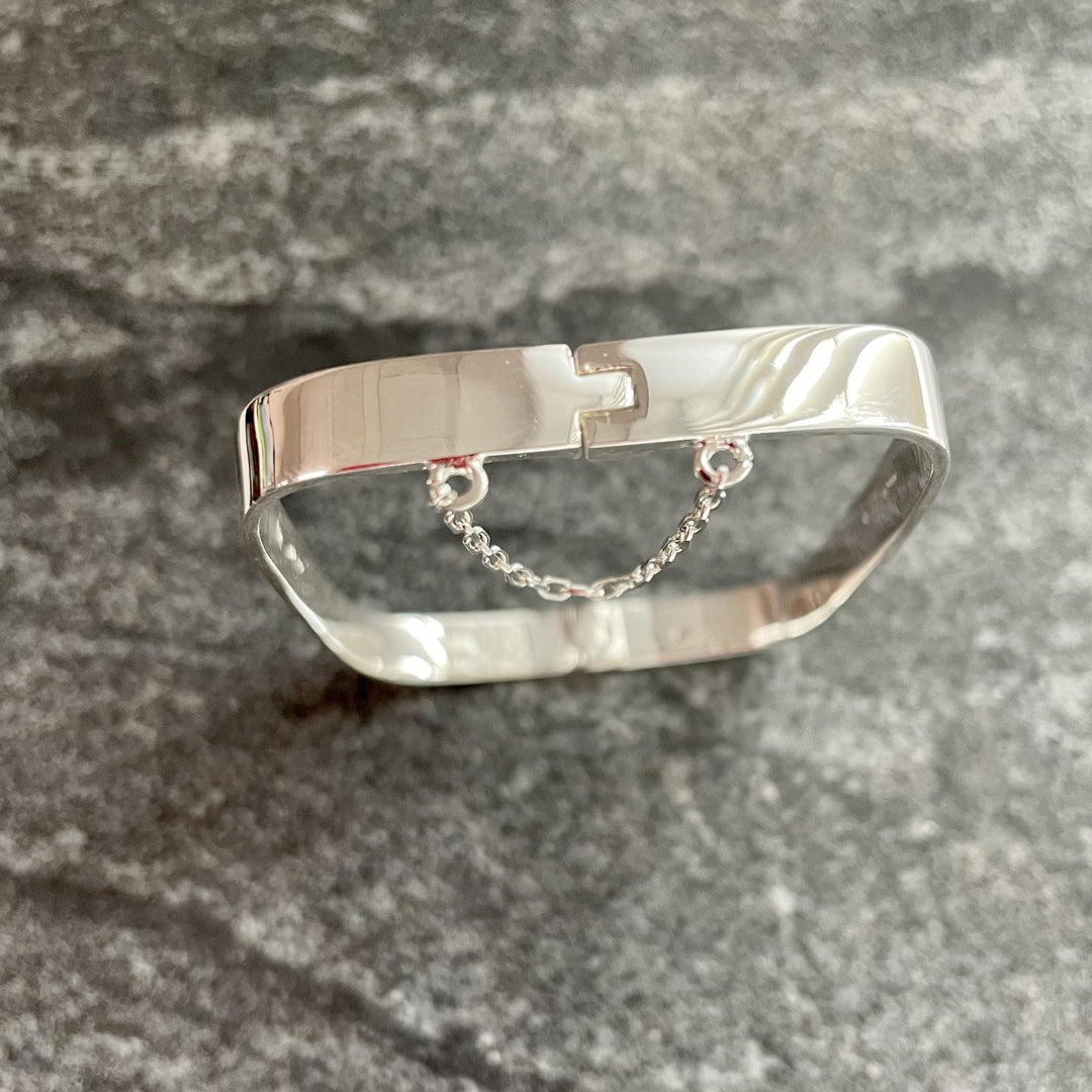 Edge Only Hinged Rectangular Bangle in sterling silver