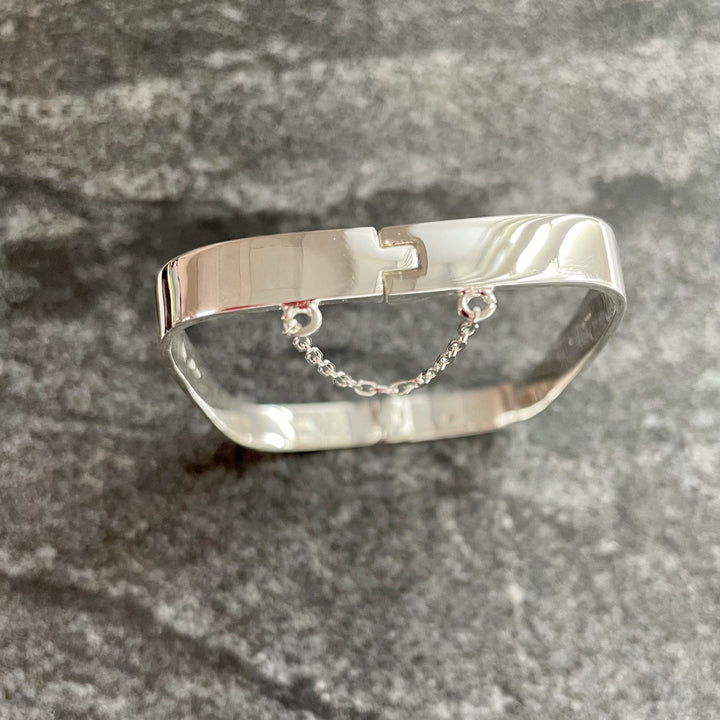 Edge Only Hinged Rectangular Bangle in sterling silver
