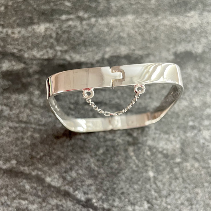 Edge Only Hinged Rectangular Bangle in sterling silver