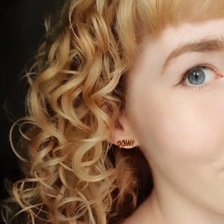 Edge Only POW! and BAM! Letter Earrings in 18ct gold vermeil