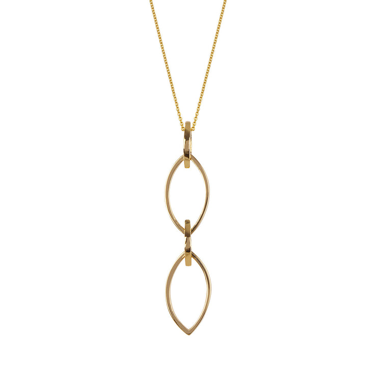 Edge Only - 14ct Gold Marquise Double Slice Pendant Necklace