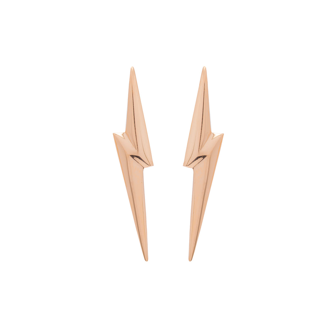 Edge Only 3D Pointed Lightning Bolt Earrings 18 carat gold vermeil