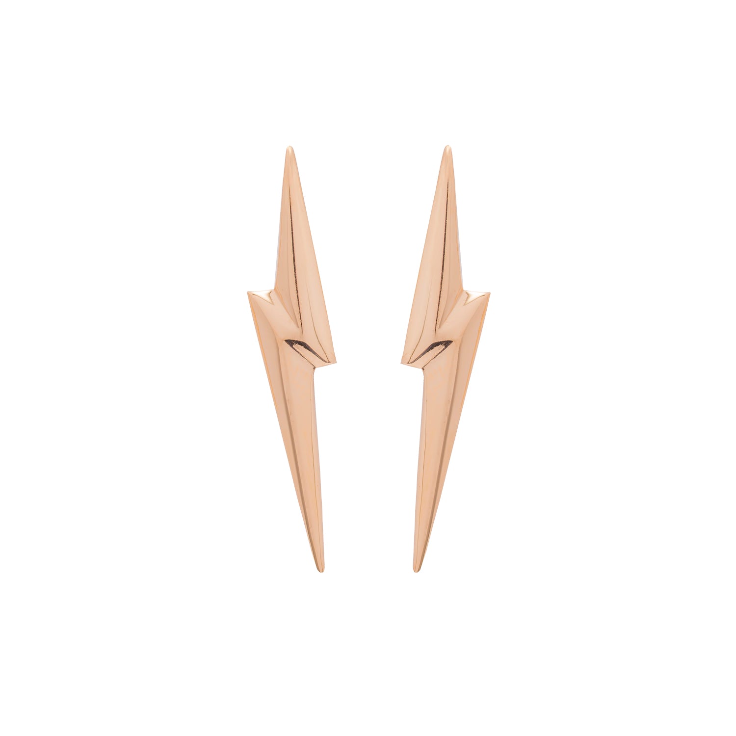Edge Only 3D Pointed Lightning Bolt Earrings 18 carat gold vermeil