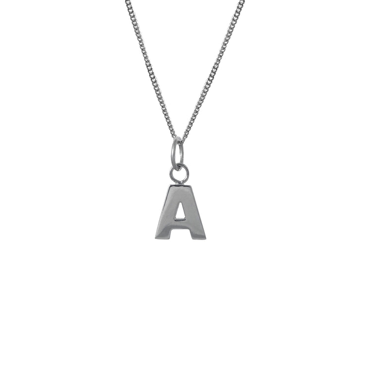 Edge Only A Letter Pendant in sterling silver