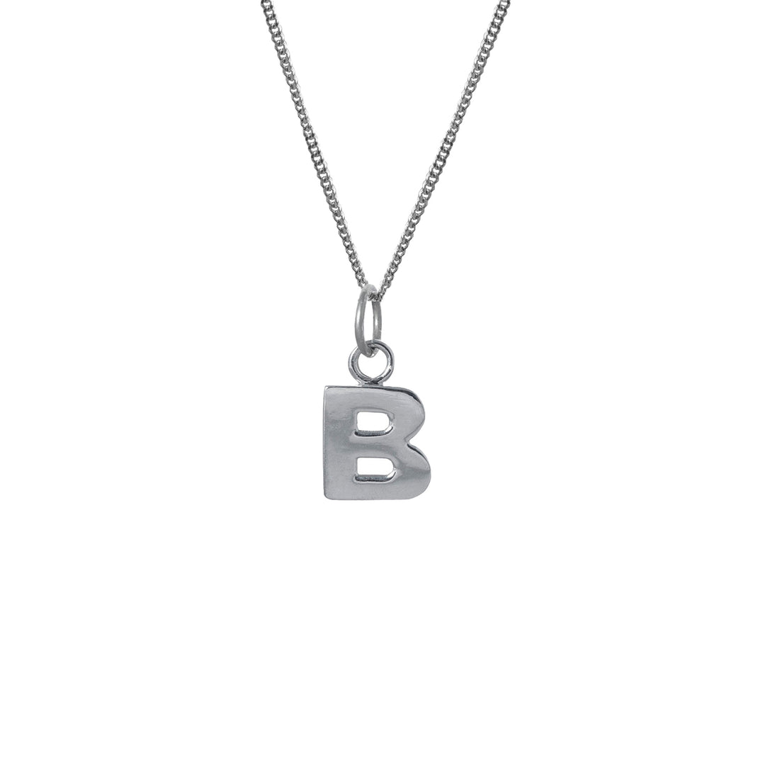 Edge Only B Letter Pendant in sterling silver