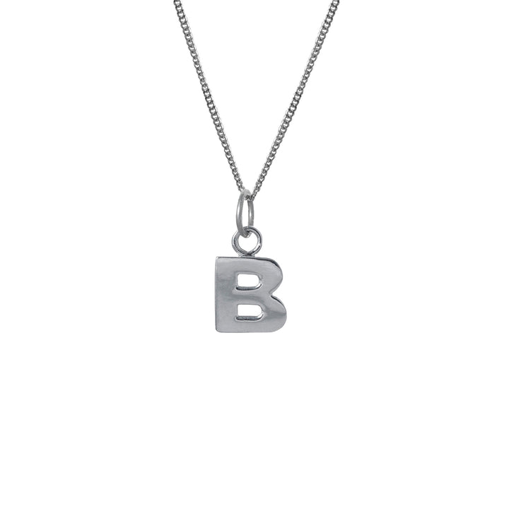 Edge Only B Letter Pendant in sterling silver