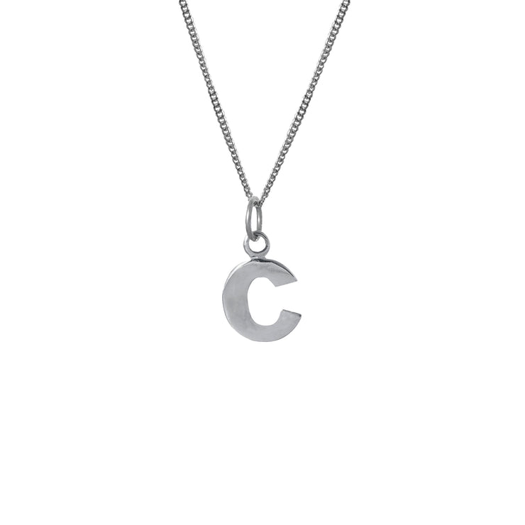 Edge Only C Letter Pendant in sterling silver