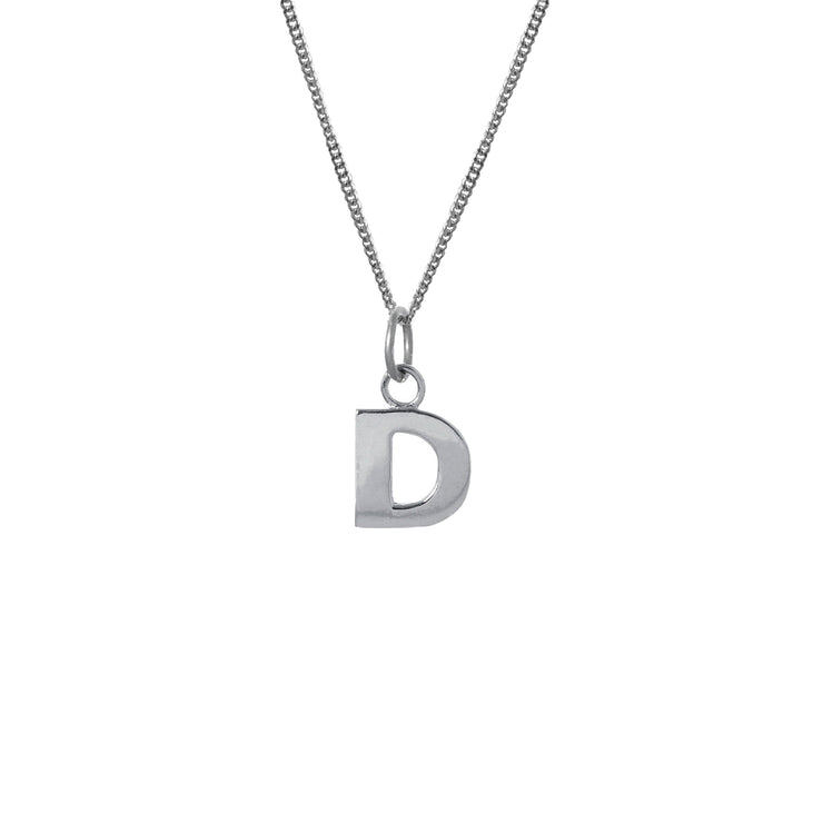 Edge Only D Letter Pendant in sterling silver