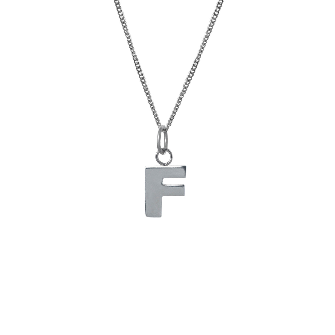 Edge Only F Letter Pendant in sterling silver