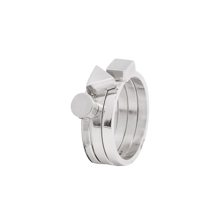 Edge Only Geometric Stacking Rings in Sterling Silver