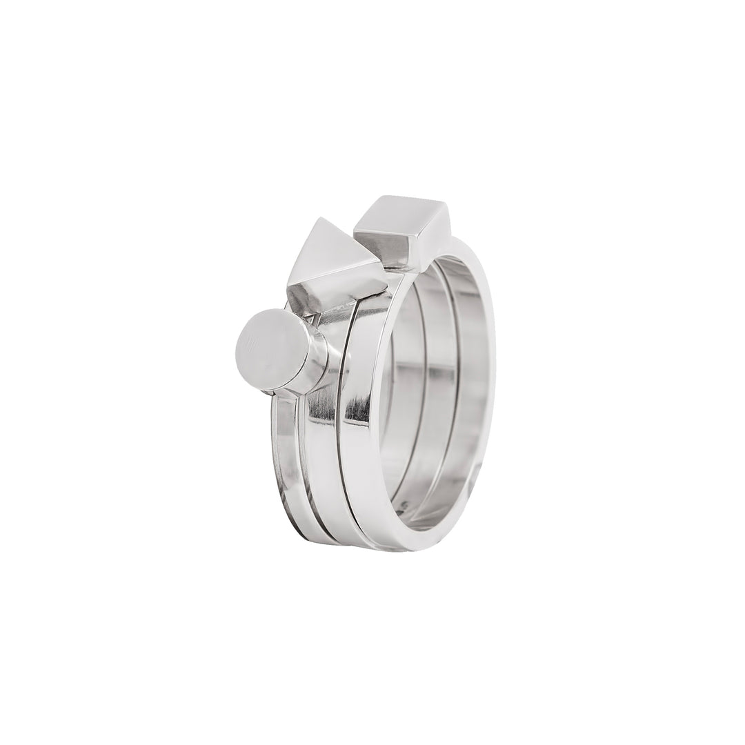 Edge Only Geometric Stacking Rings in Sterling Silver