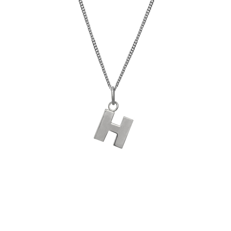 Edge Only H Letter Pendant in sterling silver