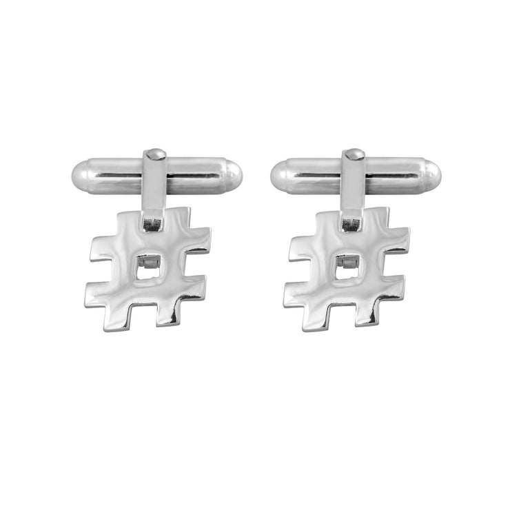 Hashtag Cufflinks in Sterling Silver
